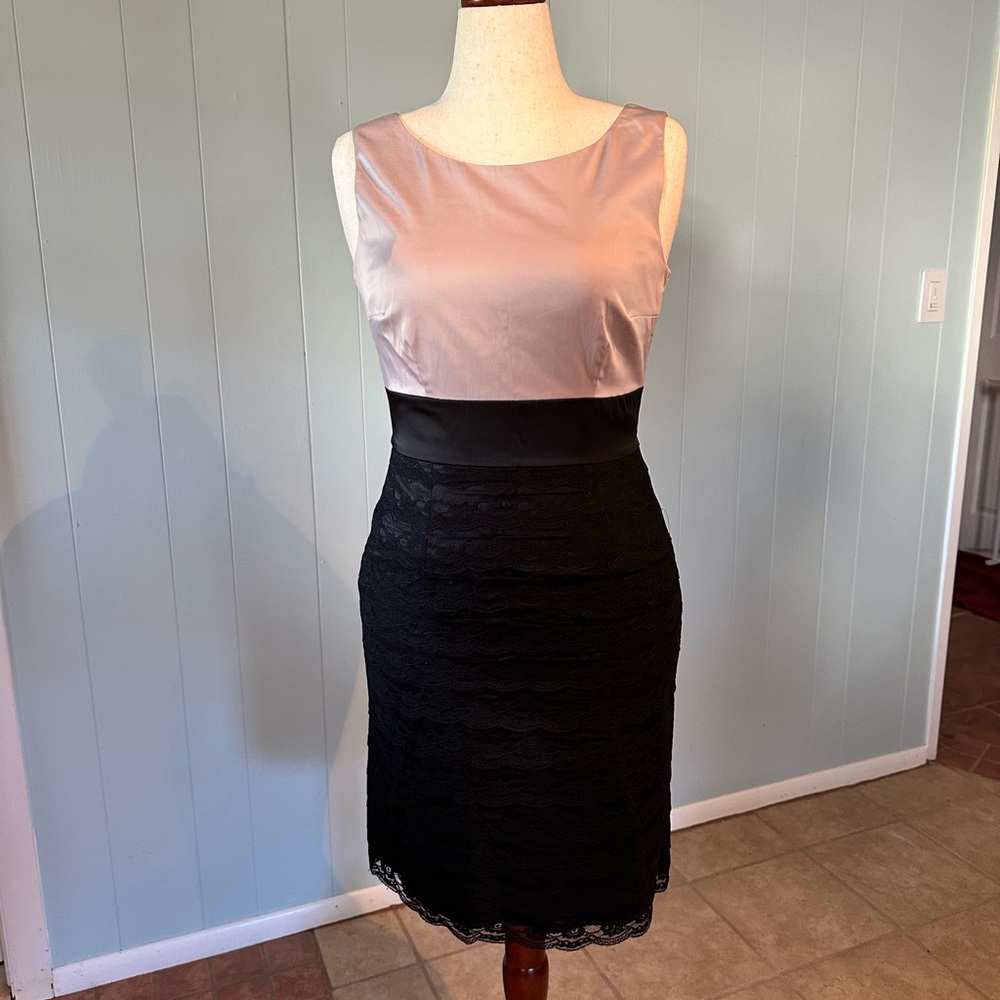 H&M Black and Silver Sheath Midi Dress